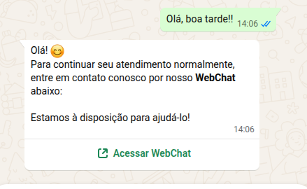 Link do Webchat enviado pelo WhatsApp